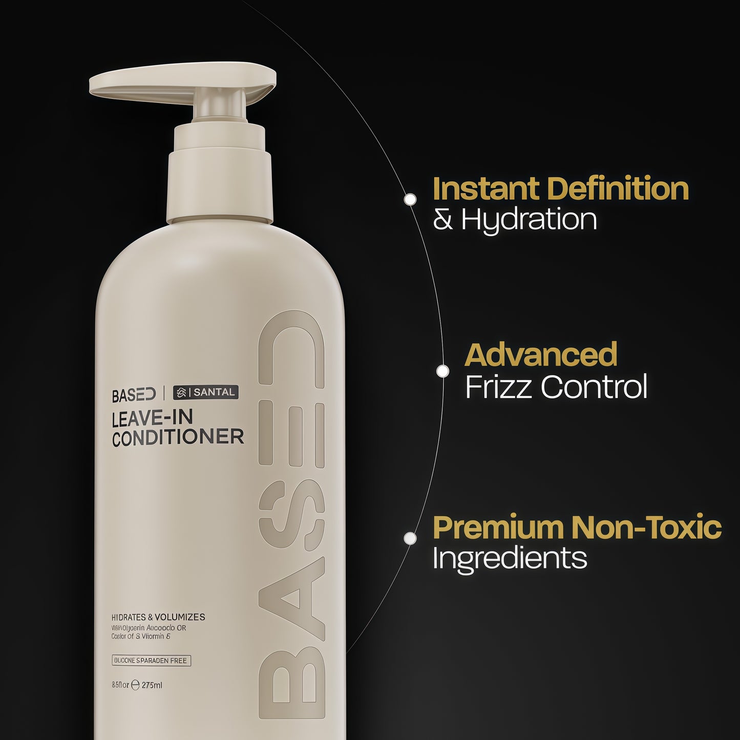 BASED Leave-In Conditioner, Instant Frizz Control, Hydrates & Nourishes Hair, Premium Leave-In Conditioner for Men, Healthier-Looking Frizz-Free Hair in Minutes (9.3 Fl Oz Pack of 1)