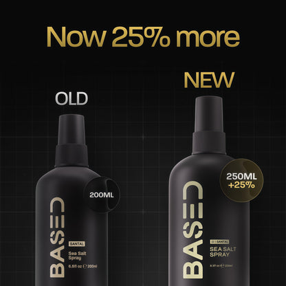 BASED Sea Salt Spray, Natural Finish Sea Salt Spray for Hair, Volume & Texture, Infused with Kelp & Vitamin B5, Light & Non-Greasy, Paraben Free, No Drying Alcohols, 8.5 oz (Pack of 1)